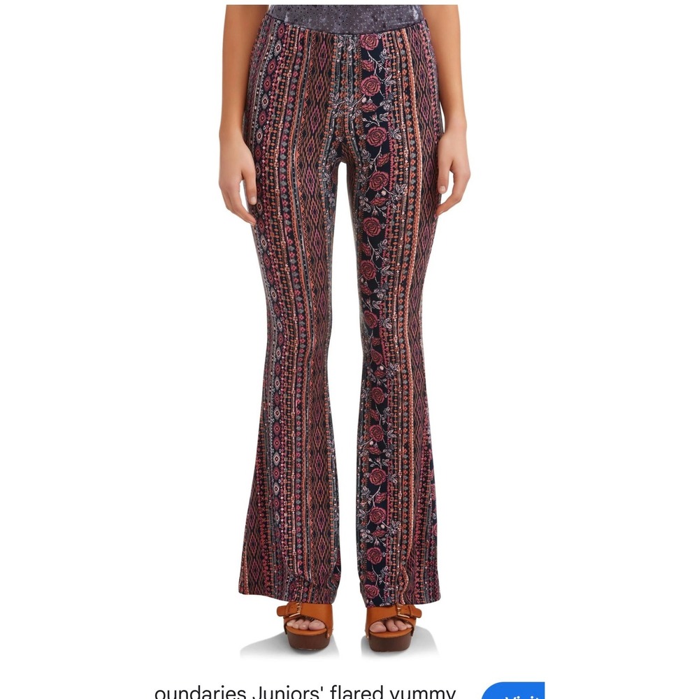 No Boundaries Juniors Boho Floral Geometric Print Flared Leg Pants XXL 19